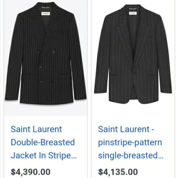 4500cad YSL Pinstripe double breasted navy Blue pure fine wool CEO blazer MEDIUM - Picture 1 of 11